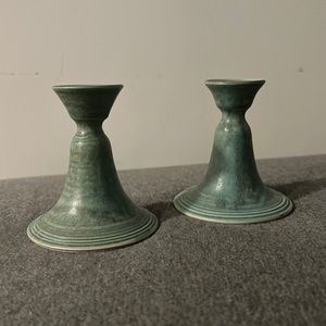 Candlestick holders with MCM/ 70s vibe.